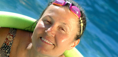 woman in pool